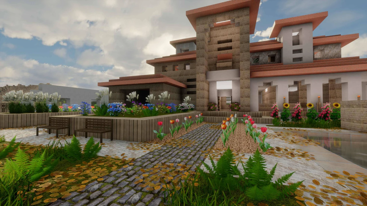 A courtyard in the afternoon sun — Digital Dreams Minecraft textures